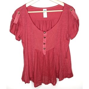SALE Anthro C. Keer Red Cotton Bib Top - S